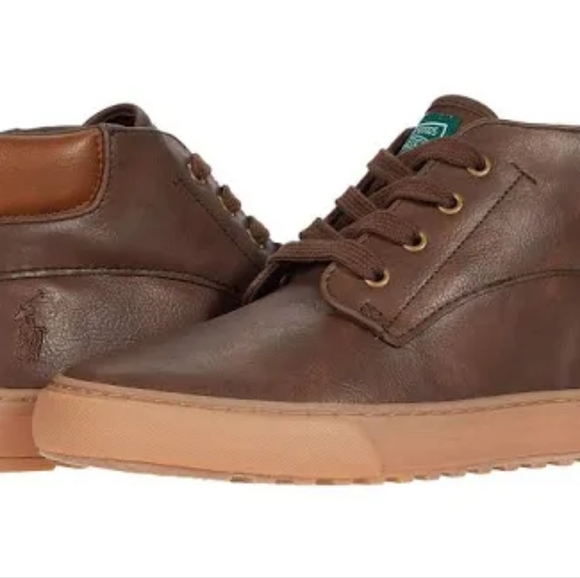 Polo by Ralph Lauren Boys Brown Leather Sneakers - Picture 1 of 1